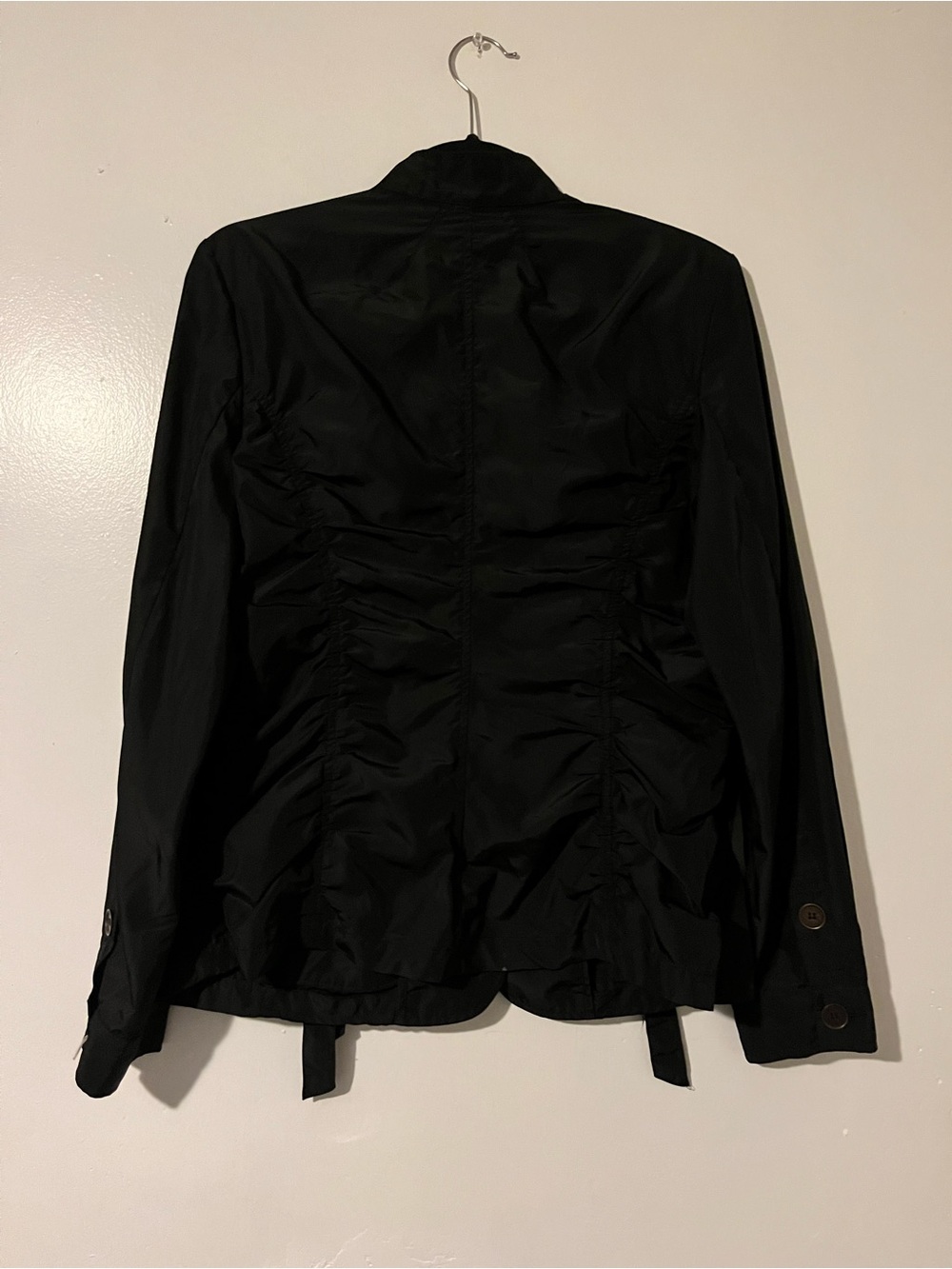 Women's Black Utility Jacket with Ruching and Cinch Waist - Picture 4 of 4